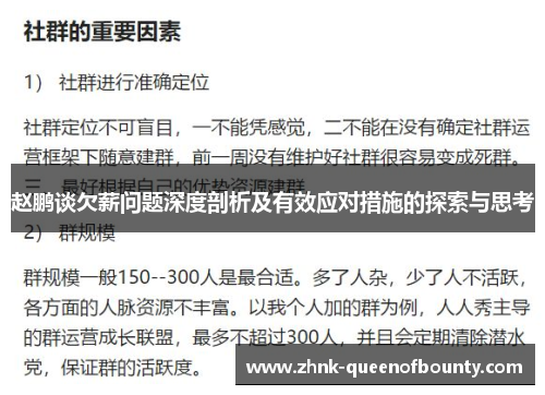 赵鹏谈欠薪问题深度剖析及有效应对措施的探索与思考