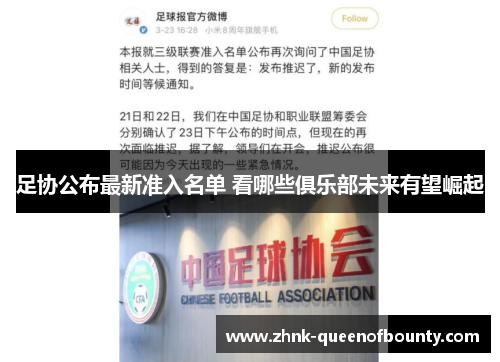 足协公布最新准入名单 看哪些俱乐部未来有望崛起